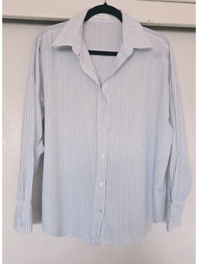 Blue & White Pinstripe Button-Down Shirt